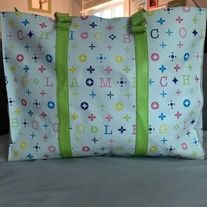 Large colorful tote textured faux leather *free with purchase